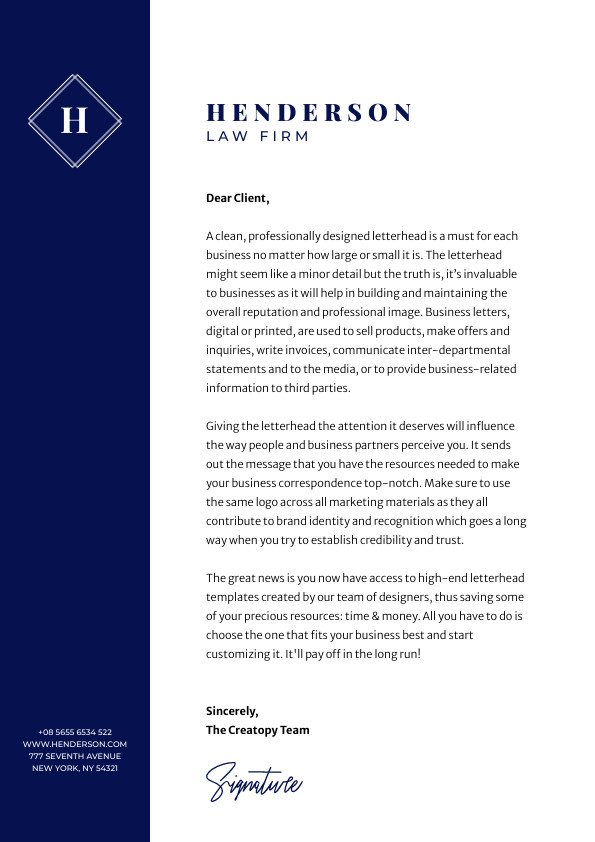Henderson Law Firm – Letterhead Template