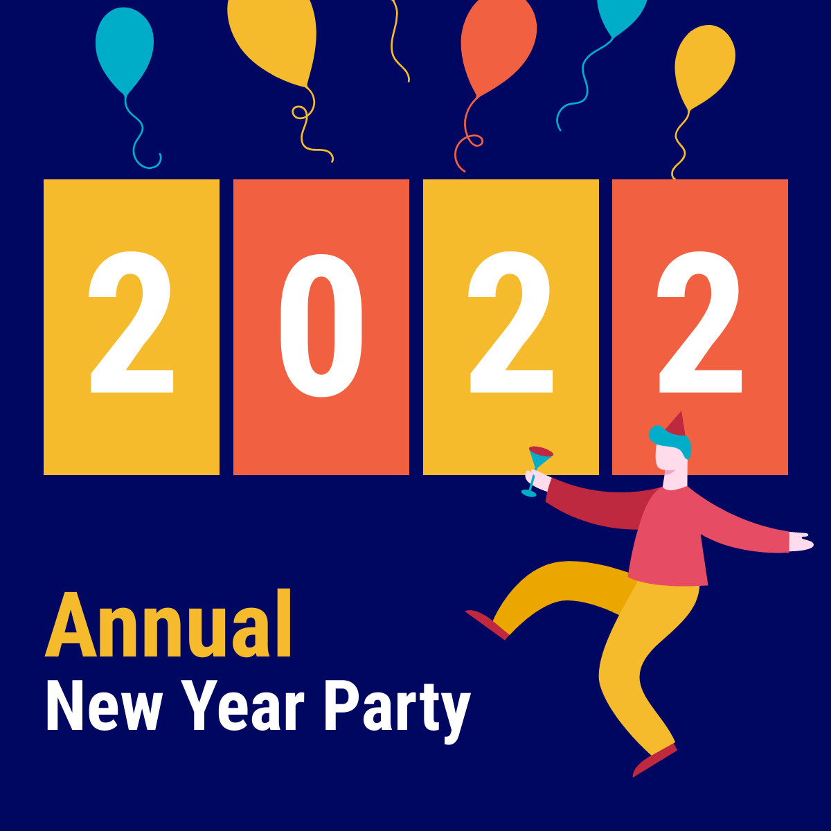 Annual New Year Party Responsive Square Art 1200x1200