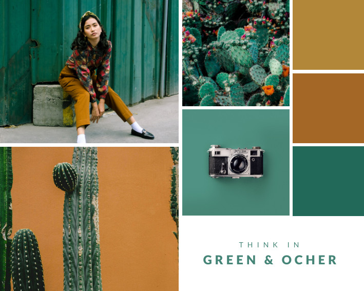 Think in Green and Ocher – Photo Collage Template 709x567 template