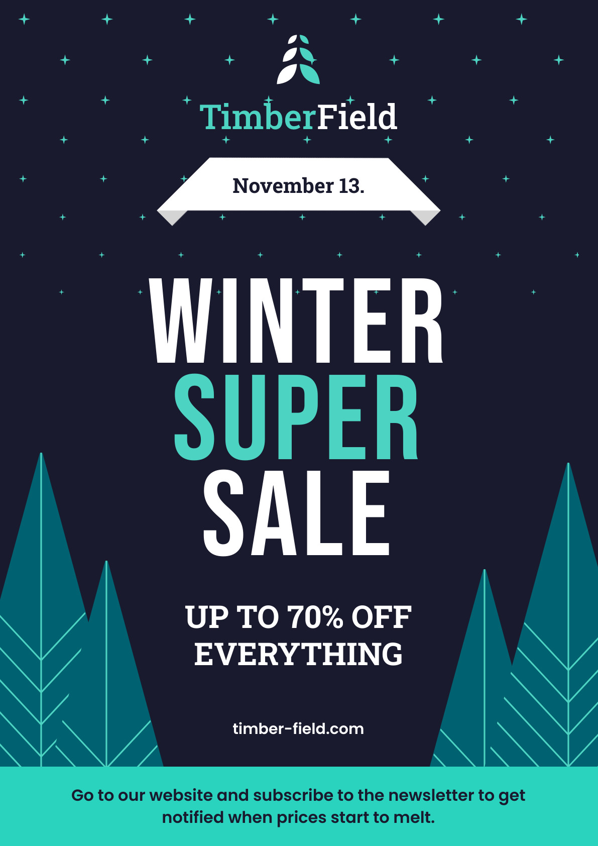 Winter Super Sale Pine Forest Poster 1191x1684