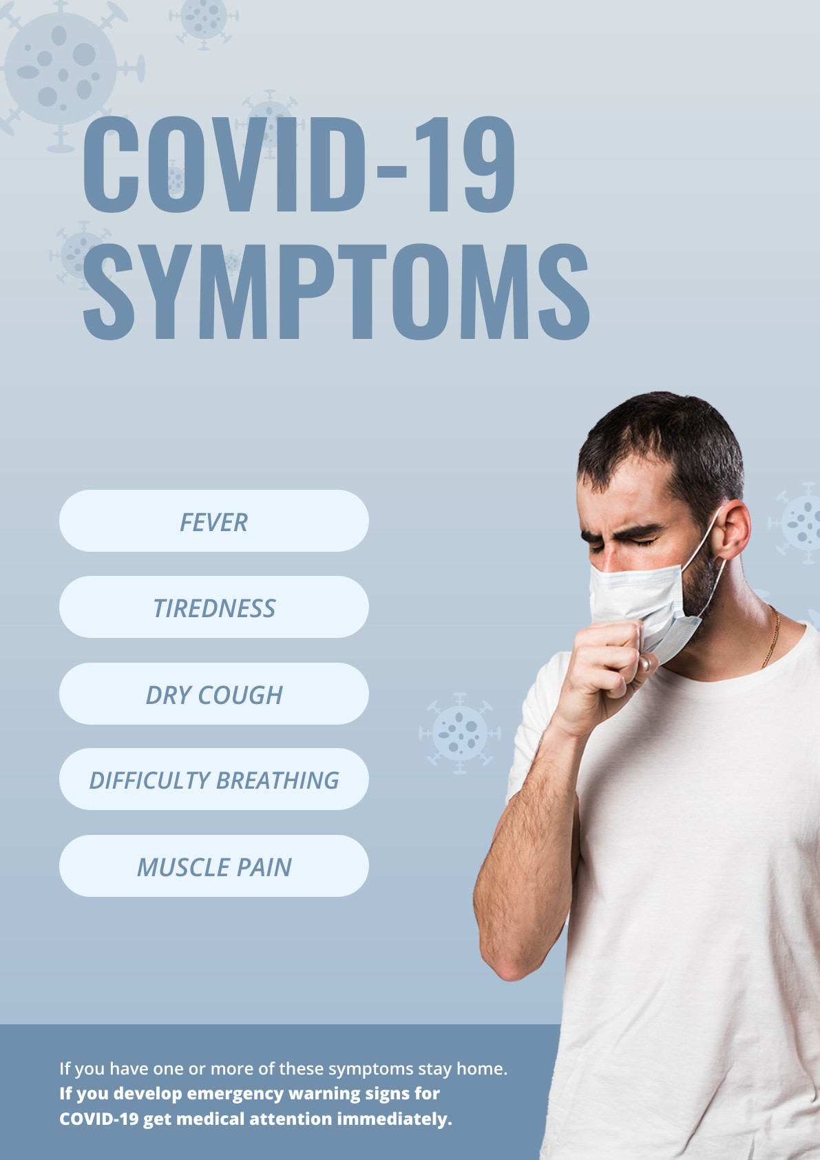 Covid19 Main Symptoms Light Blue – Poster Template 1191x1684