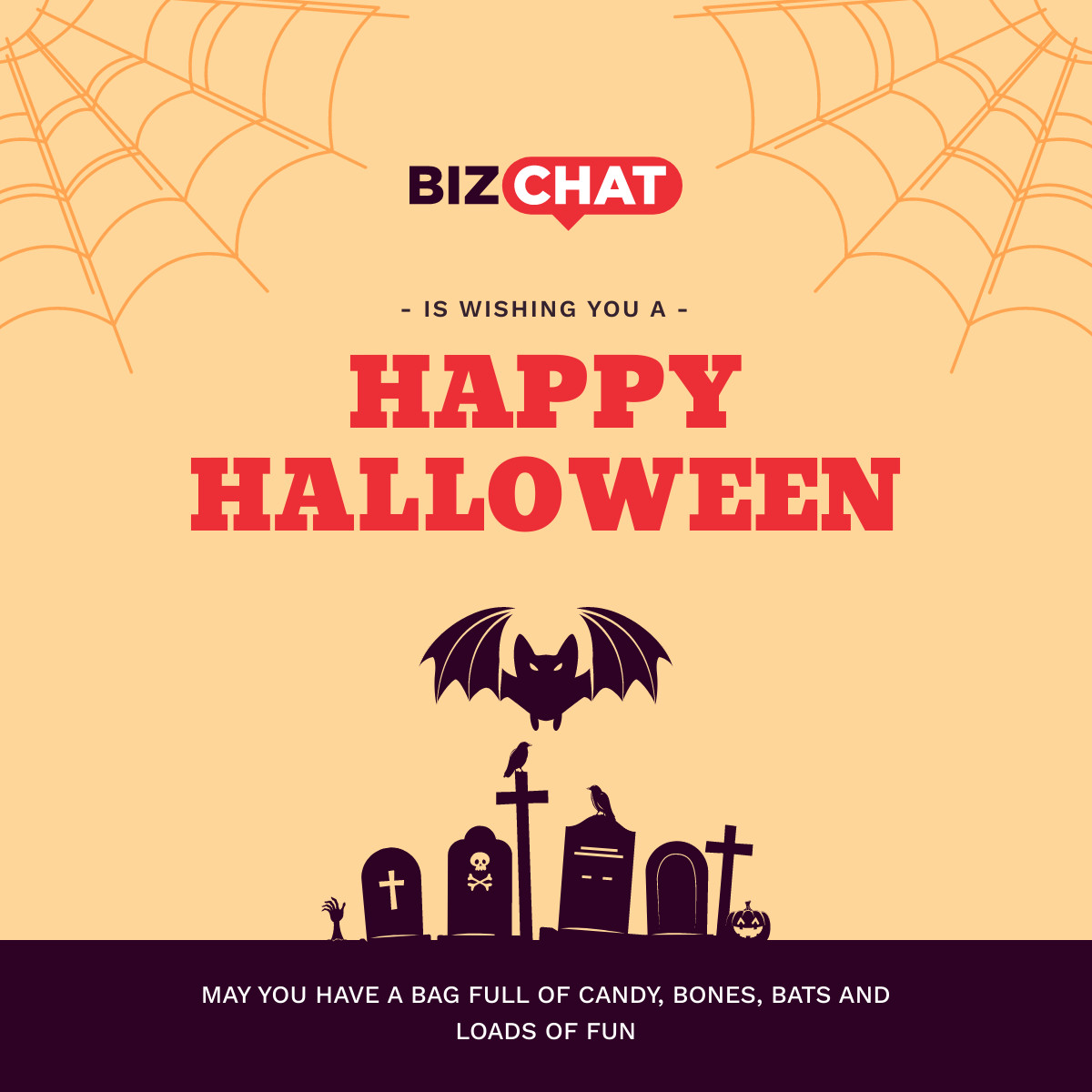 BizChat Wishing Happy Halloween  Responsive Square Art 1200x1200