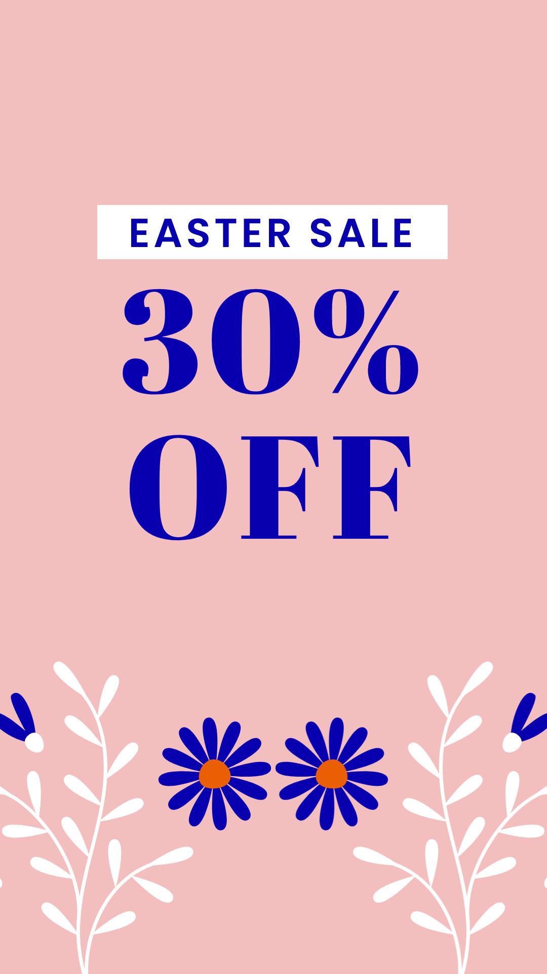 Easter Sale Blue Flower Illustration