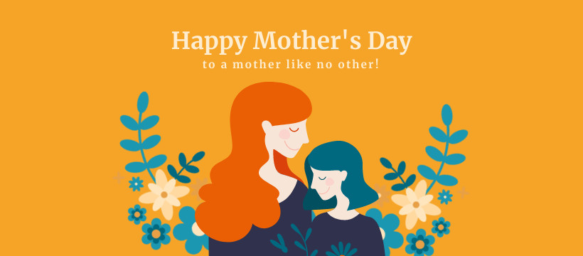 Colorful Happy Mother's Day Illustration Facebook Cover 820x360