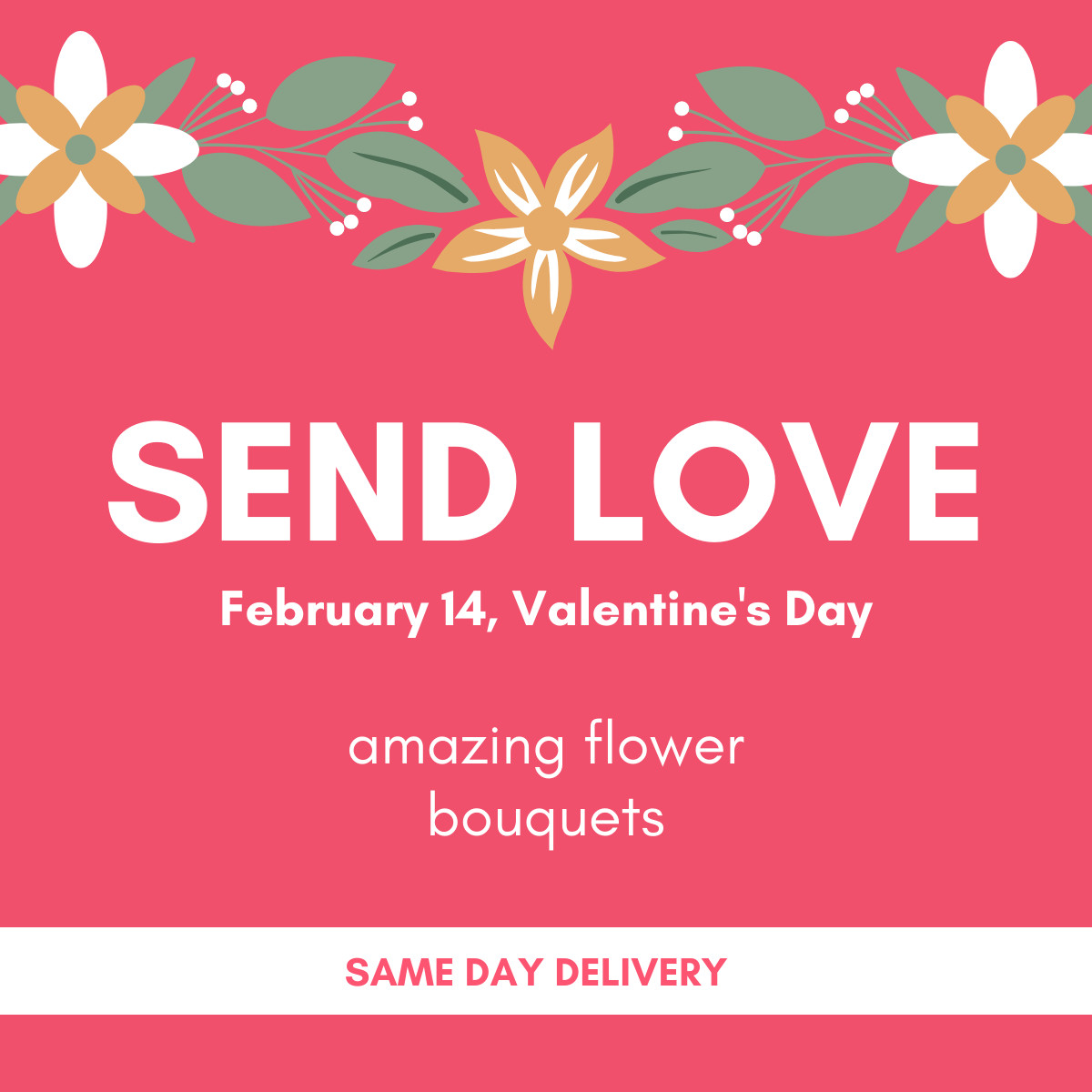 Send Valentine's Day Flower Love Responsive Square Art 1200x1200