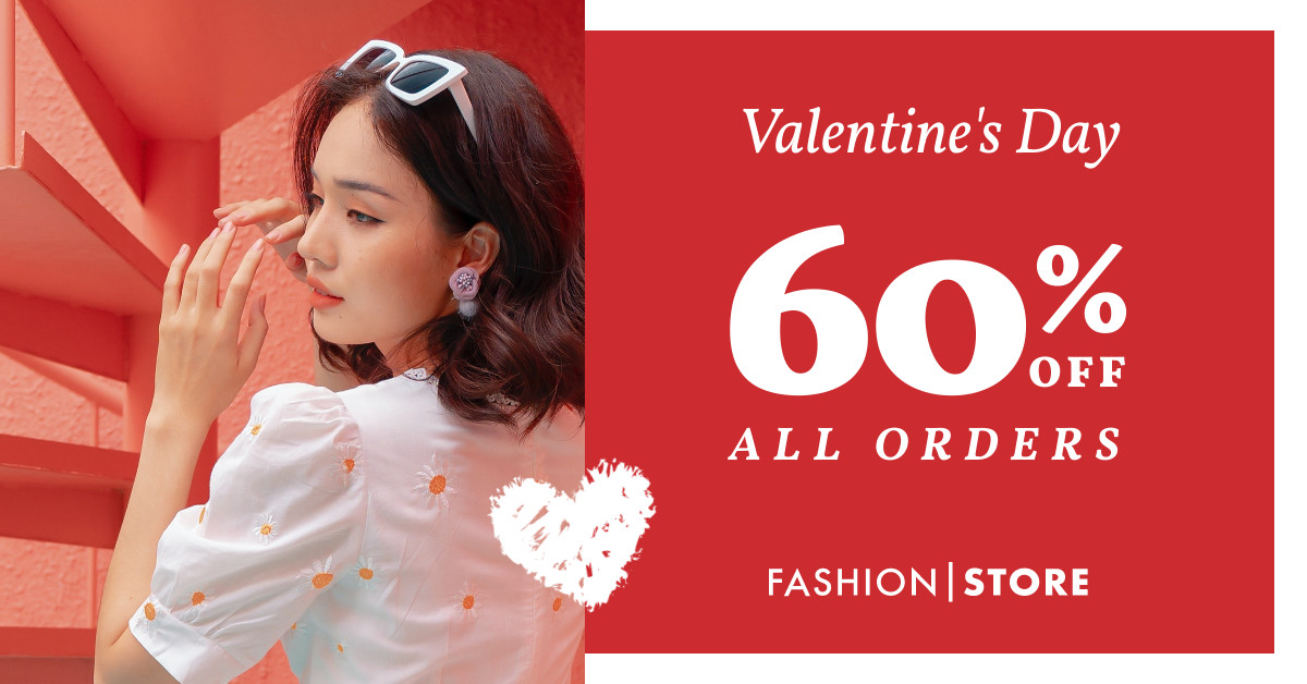 Valentine's Day Red Love Deal Facebook Cover 820x360