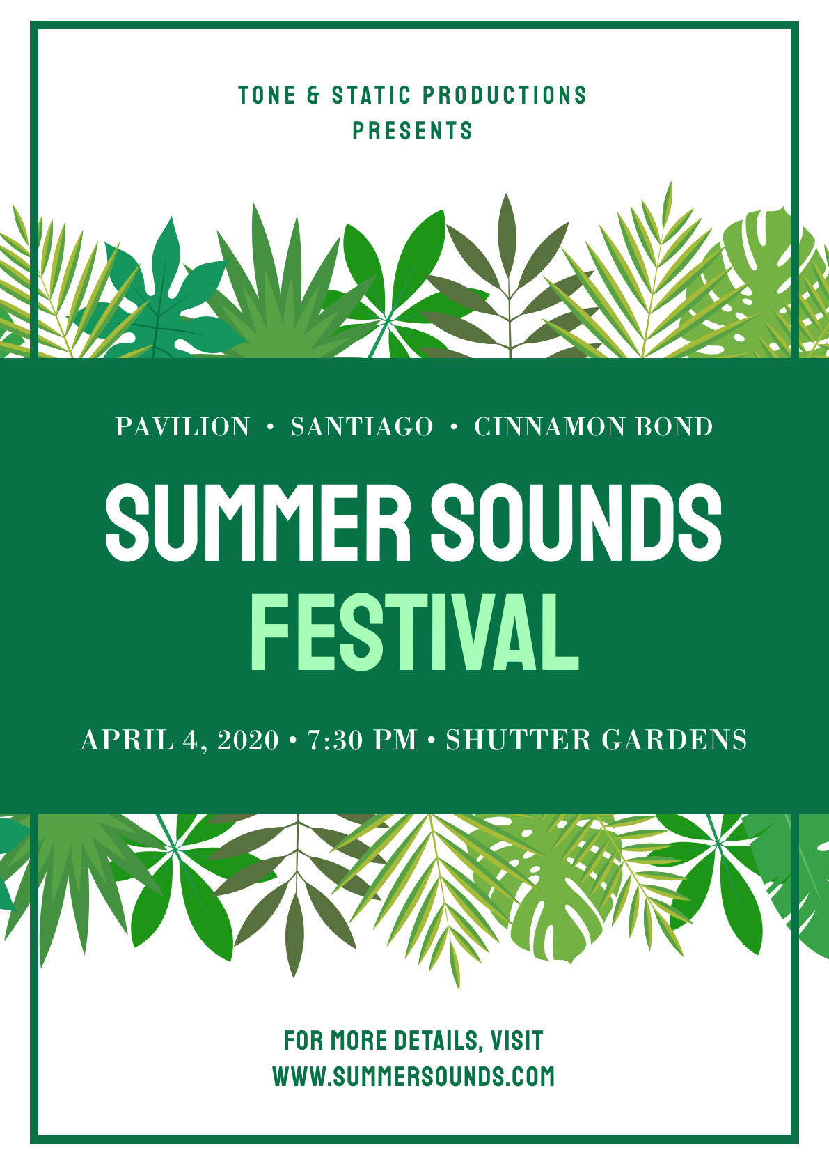 Summer Sounds Green Festival – Poster Template 1191x1684