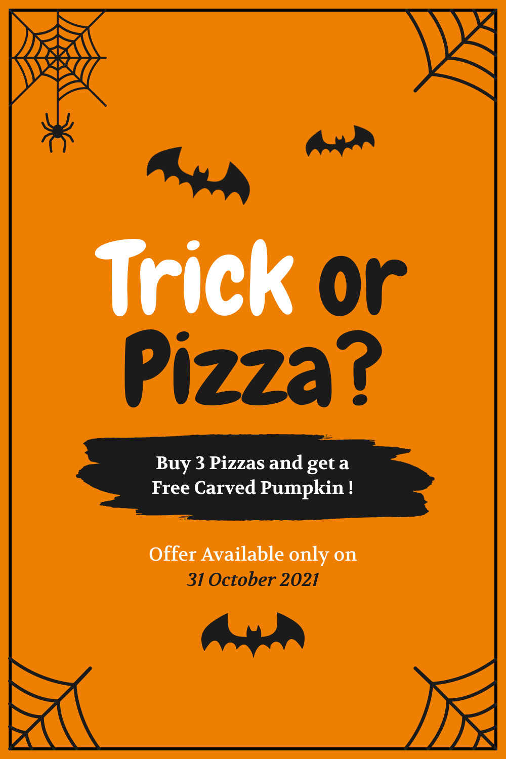 Halloween Trick or Pizza  Facebook Cover 820x360