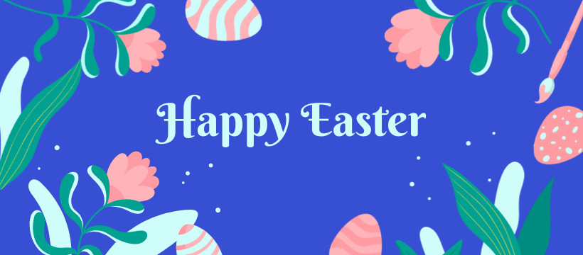 Happy Easter Flowers and Eggs Facebook Cover 820x360