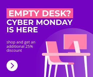 Cyber Monday Empty Desk Discount Inline Rectangle 300x250