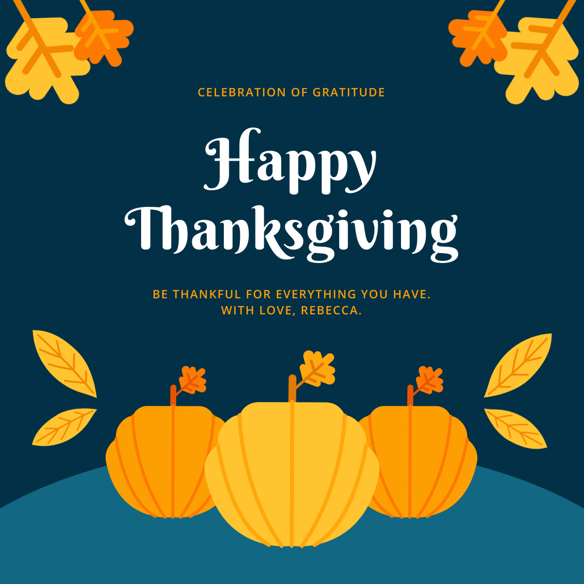 Thankful Thanksgiving Pumpkin  Responsive Square Art 1200x1200