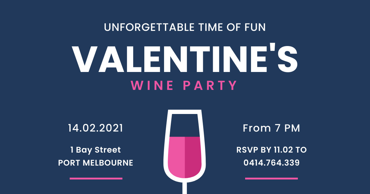 Valentine's Day Wine Party Facebook Cover 820x360