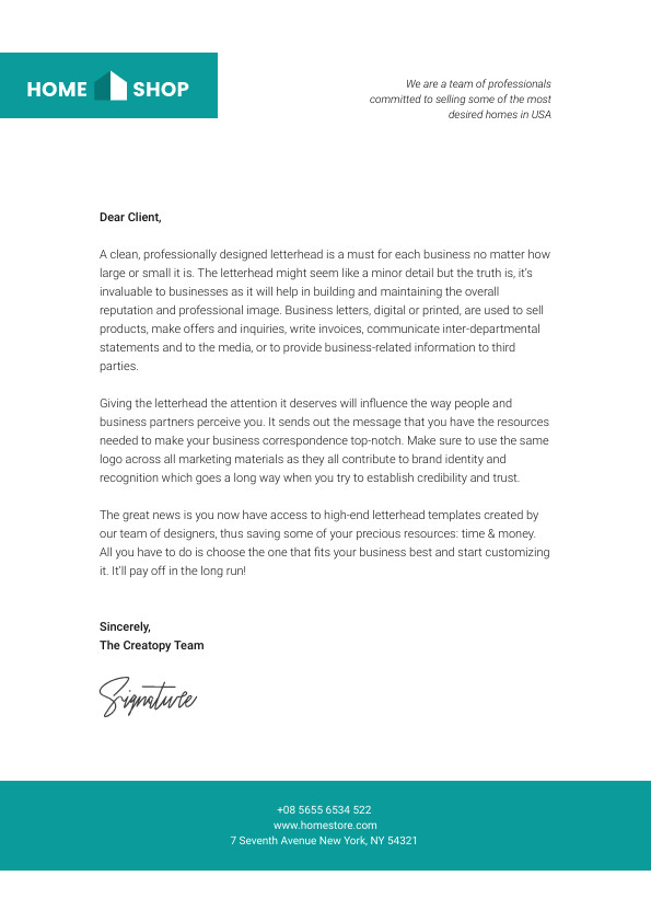 Home Shop Real Estate – Letterhead Template 595x842 template preview