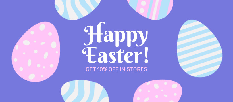Happy Easter Eggs Deal Illustration Facebook Cover 820x360