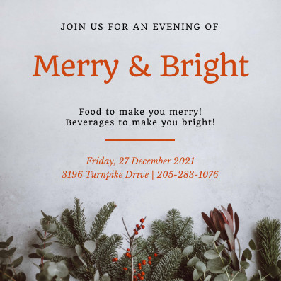 Merry and Bright Christmas Evening Invitation 397x397 template