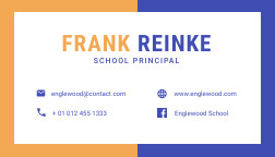 Frank Reinke School Principal Business – Card Template 252x144 template preview