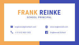 Frank Reinke School Principal Business – Card Template