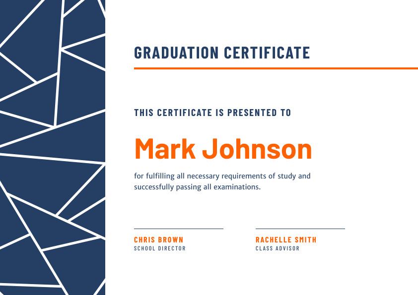 Mark Johnson Study Graduation – Certificate Template 842x595