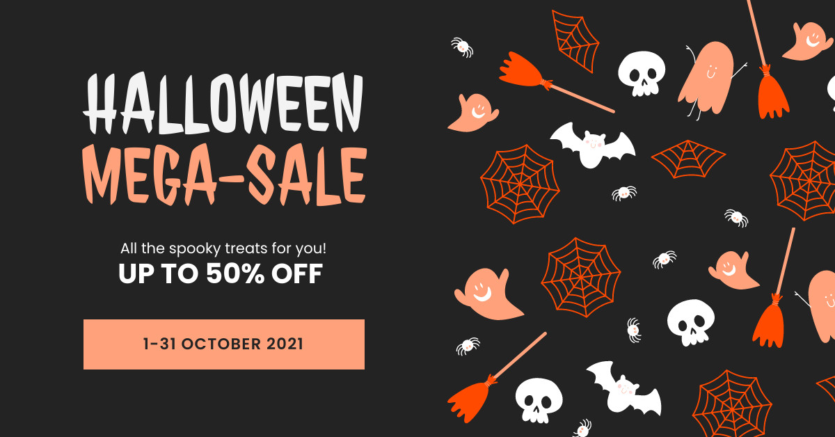 Halloween Mega Sale Spooky Treats Responsive Landscape Art 1200x628