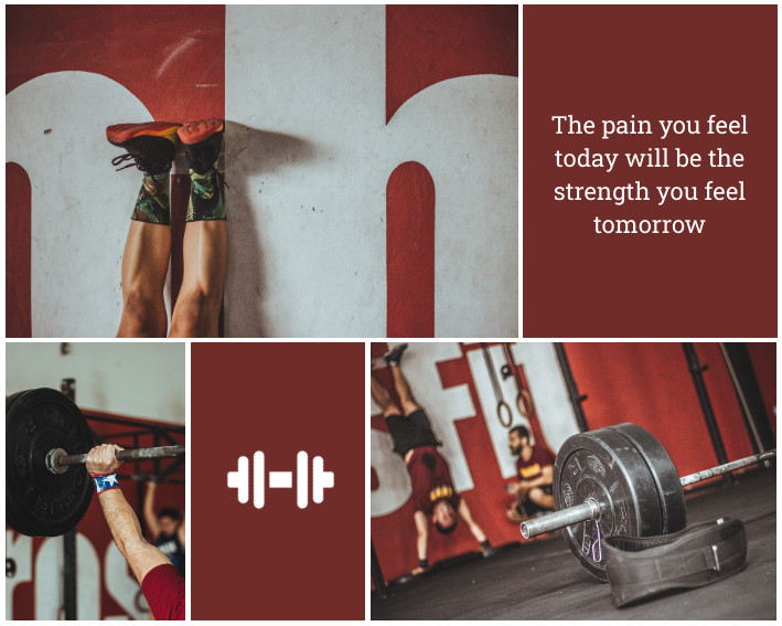 Fitness Red Pain – Photo Collage Template 709x567 template