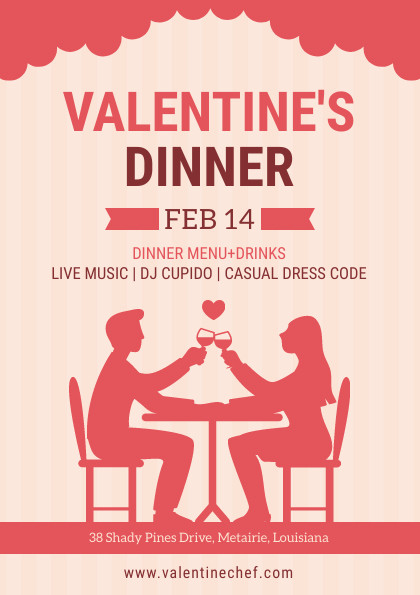 Valentine's Day Romantic Pink Dinner Flyer 420x595
