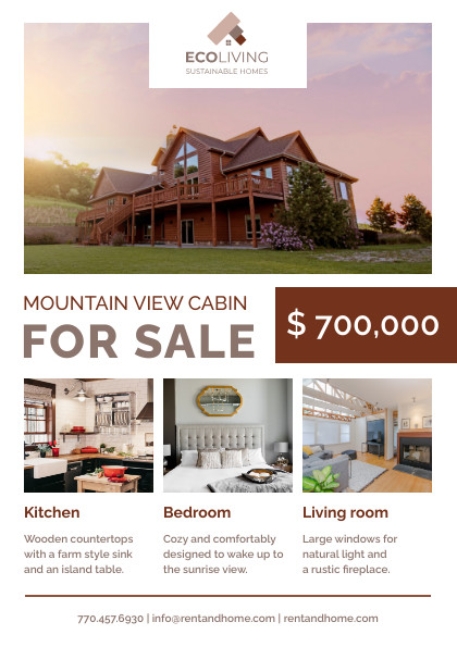 Mountain View Cabin – Flyer Template 420x595 template preview