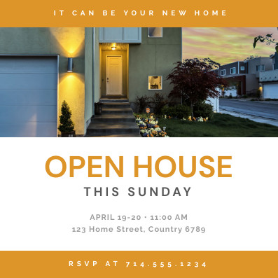 Orange Open House – Invitation Template 397x397 template preview
