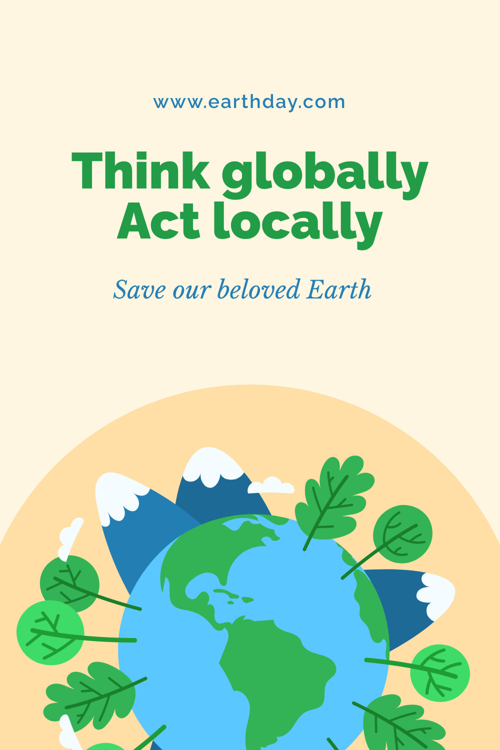 Earth Day Think Globally and Act Locally Facebook Cover 820x360