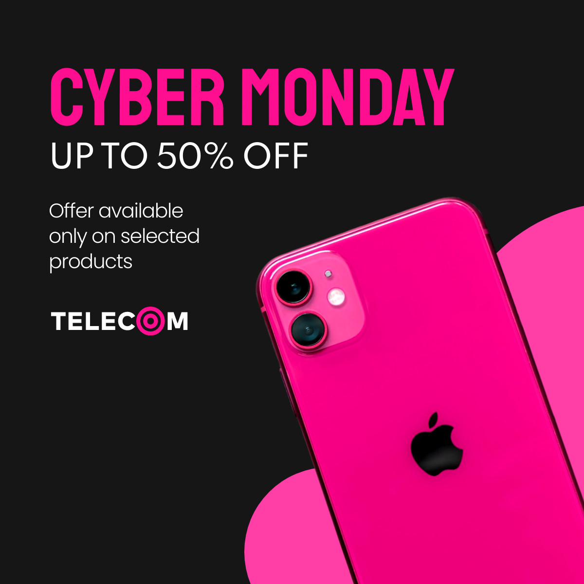 Cyber Monday Pink Apple Phone Inline Rectangle 300x250