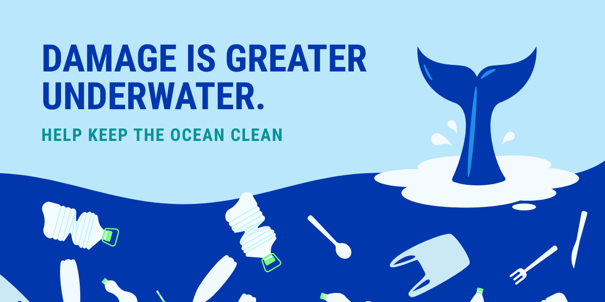 Damage is Greater Underwater Earth Day Facebook Cover 820x360
