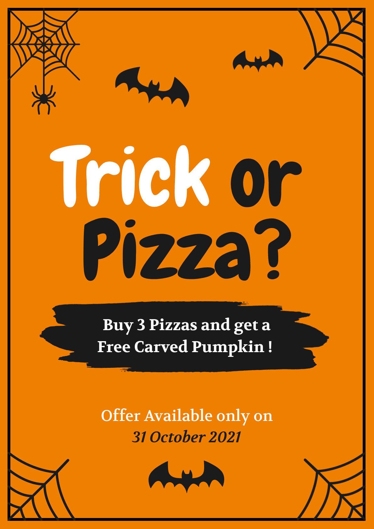 Halloween Trick or Pizza Poster 1191x1684