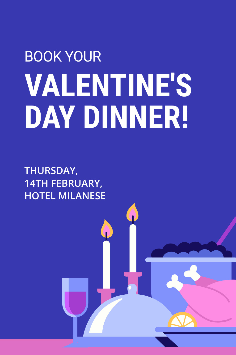 Valentine's Day Dinner Illustration Facebook Cover 820x360