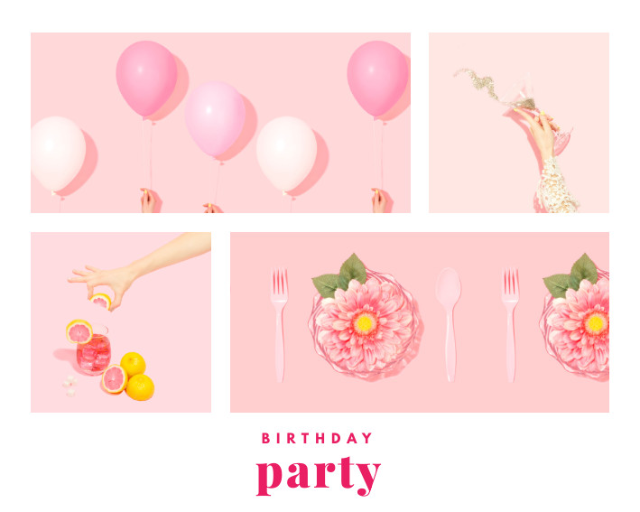 Pink Birthday Party – Photo Collage Template 709x567 template