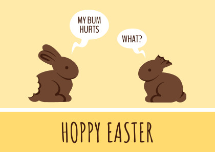 Funny Easter Chocolate Bunny – Card Template 420x298 template