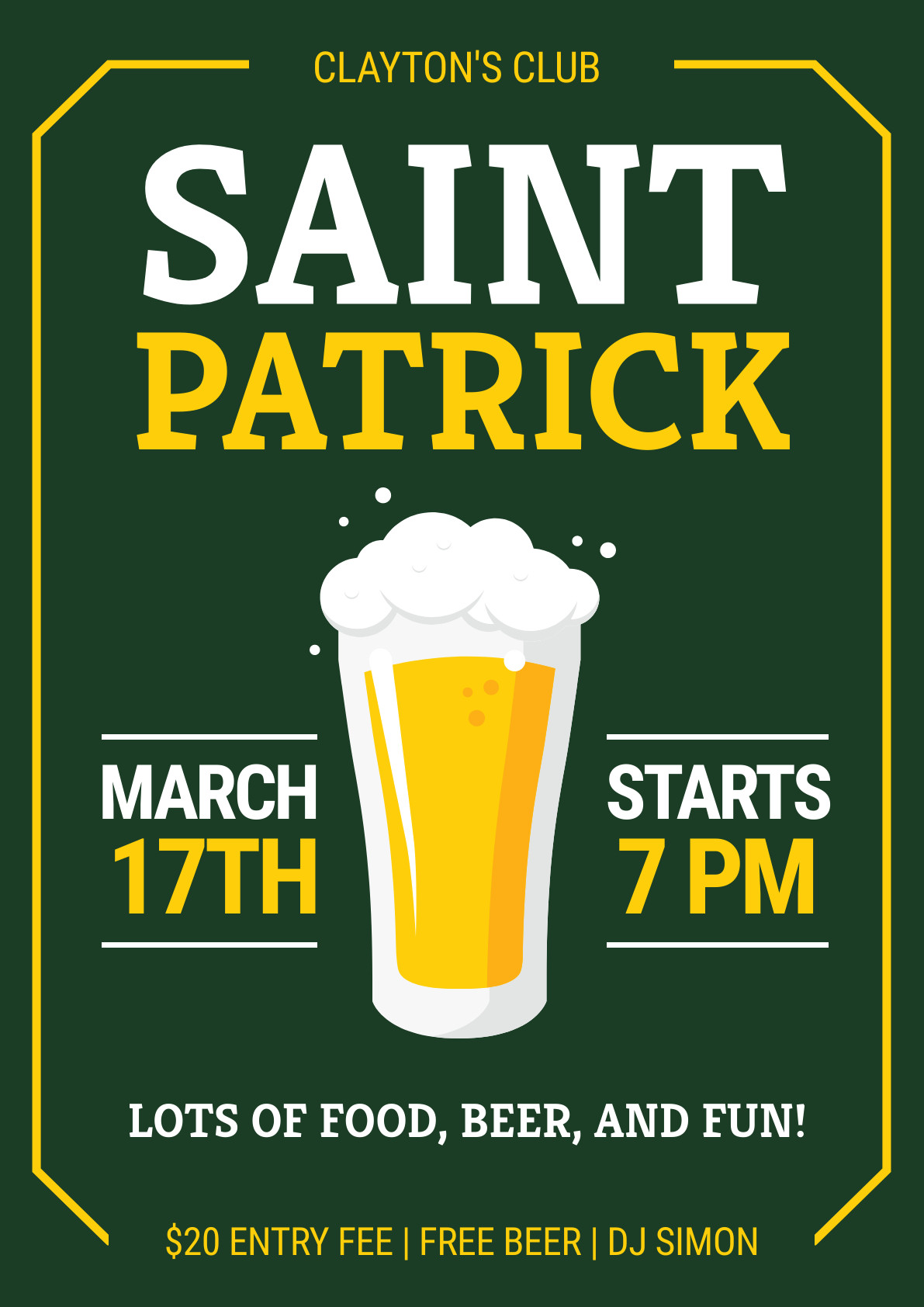 Saint Patrick Beer Illustration – Poster Template 1191x1684