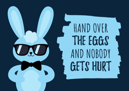 Funny Cool Blue Rabbit Easter – Card Template  420x298 template
