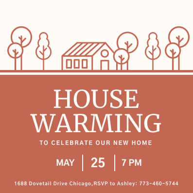 House Warming Line Art Illustration – Invitation Template  397x397 template