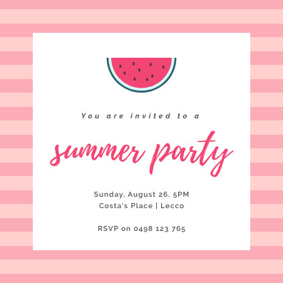 Watermelon Summer Party – Invitation Template  397x397 template