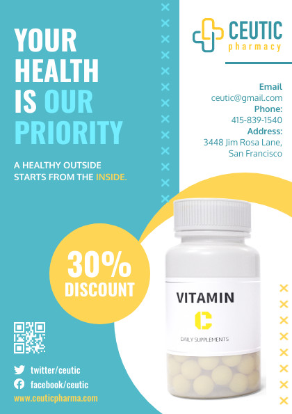 Your Health Vitamin C Pharmacy – Flyer Template 420x595