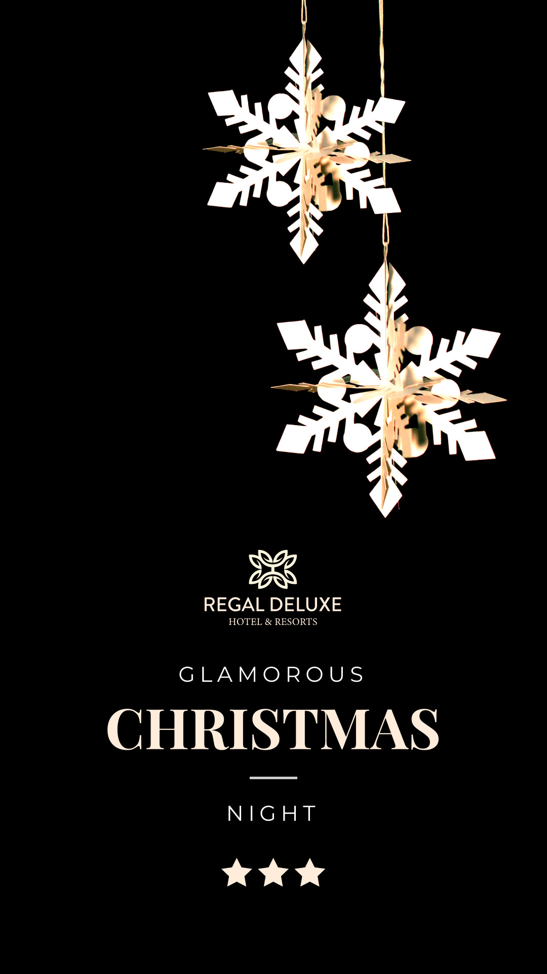 Gold Snowflake Glamorous Christmas Night Facebook Cover 820x360