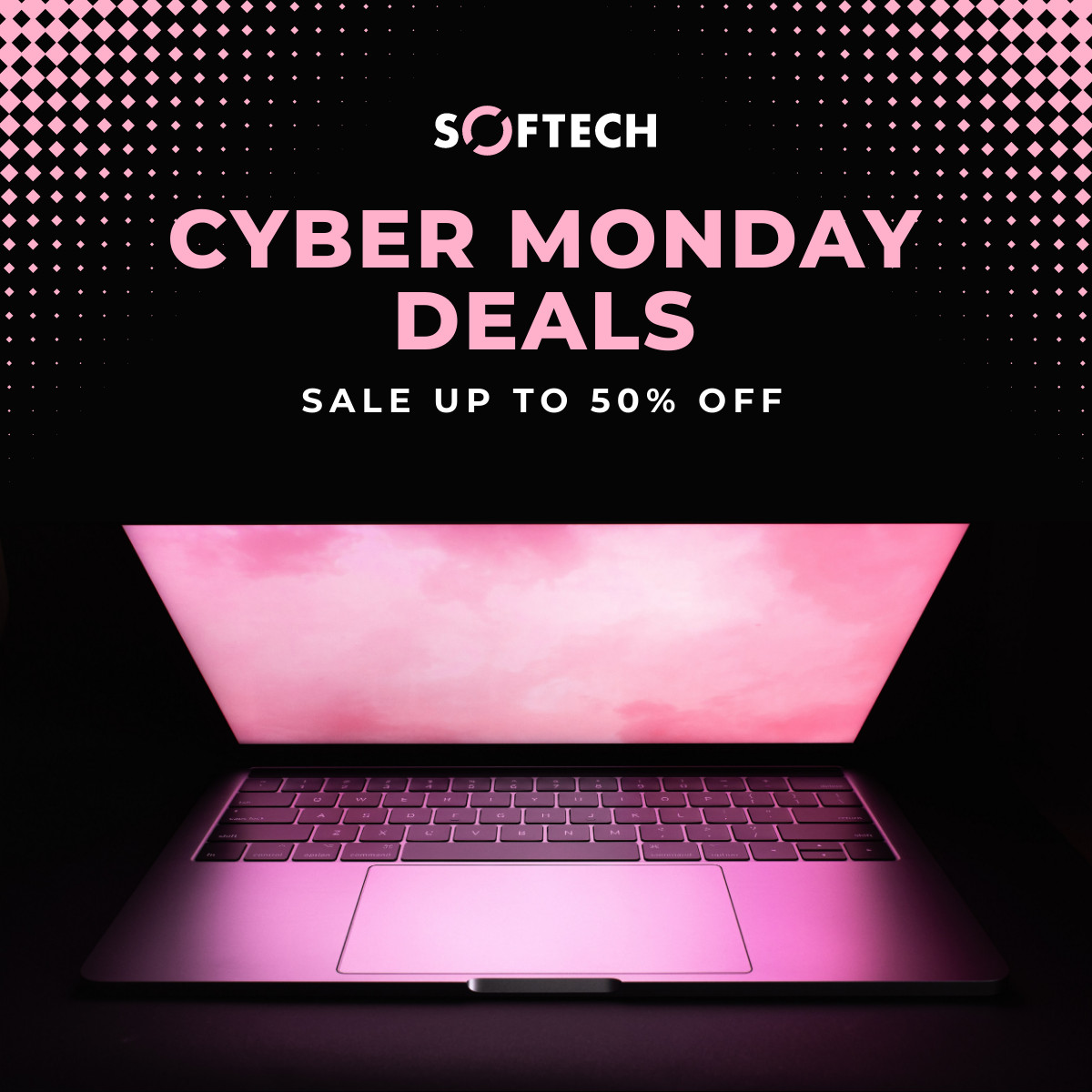 Pink Laptop Cyber Monday Deals Responsive Square Art 1200x1200