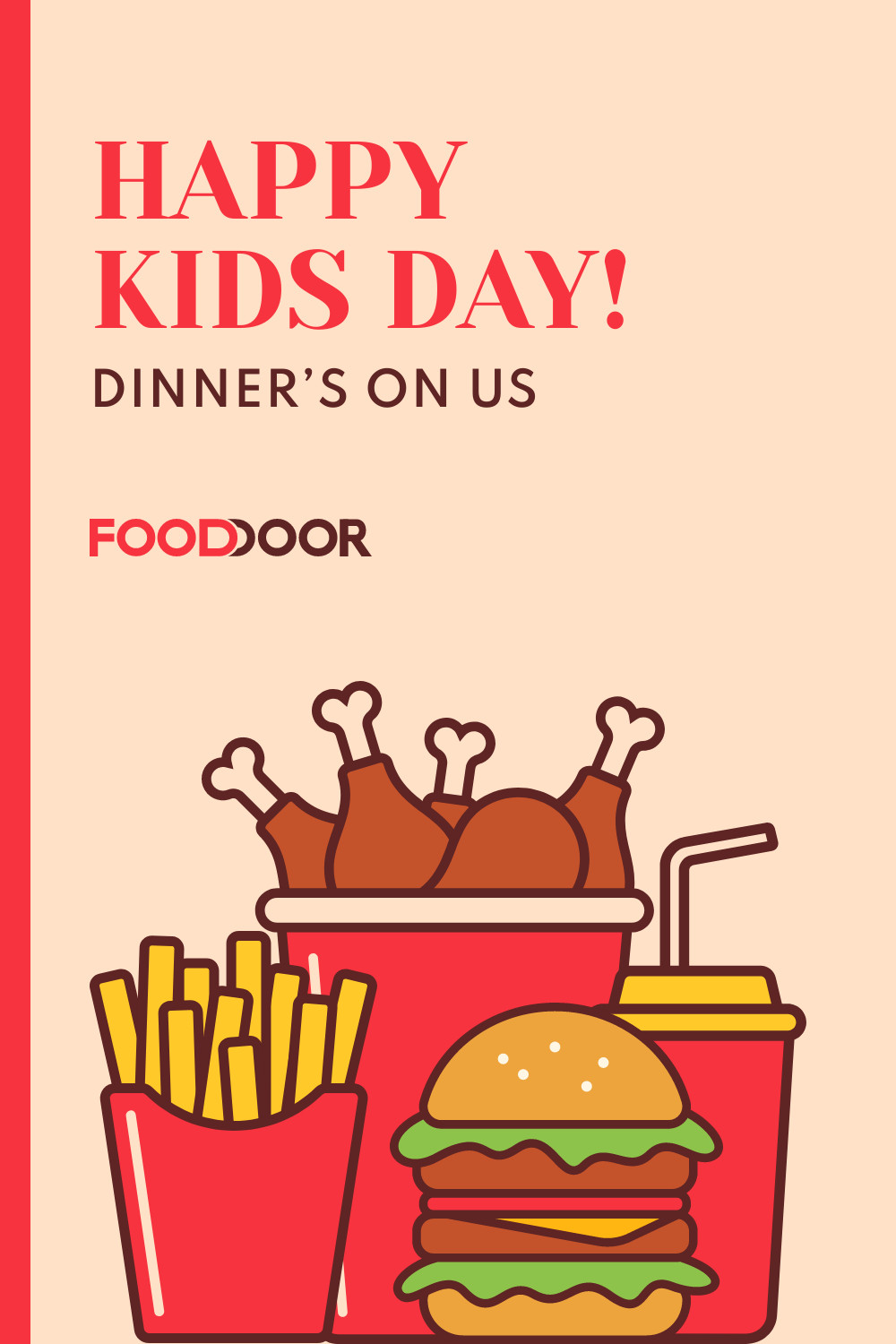 Happy Kids Day Free Dinner Facebook Cover 820x360