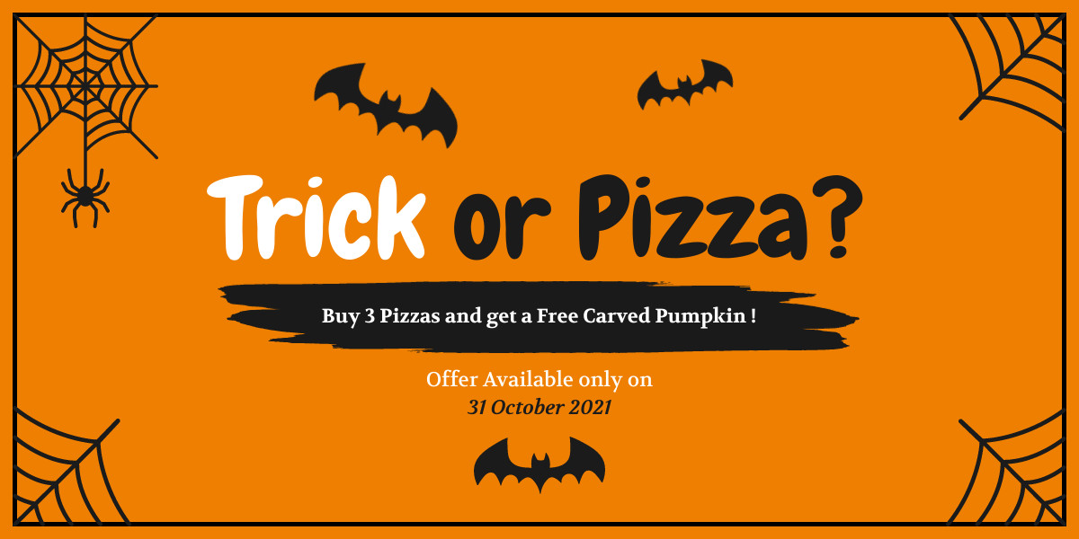 Halloween Trick or Pizza  Facebook Cover 820x360