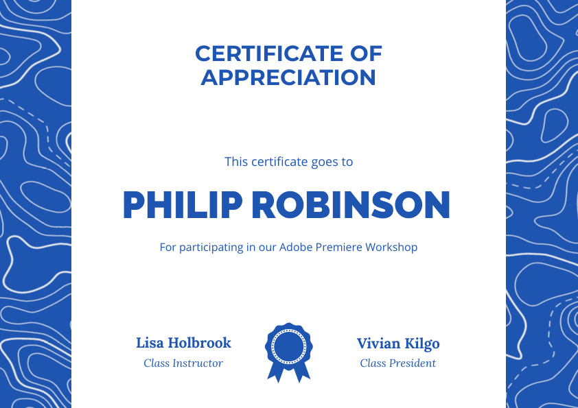Philip Robinson Adobe Premier – Certificate Template 842x595