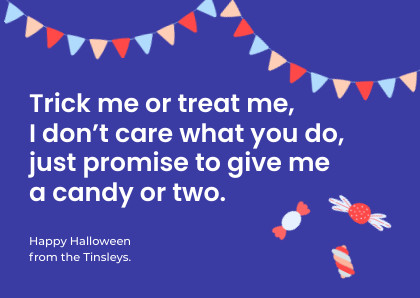 Give Me a Candy Tinsleys Halloween Card 420x298 template