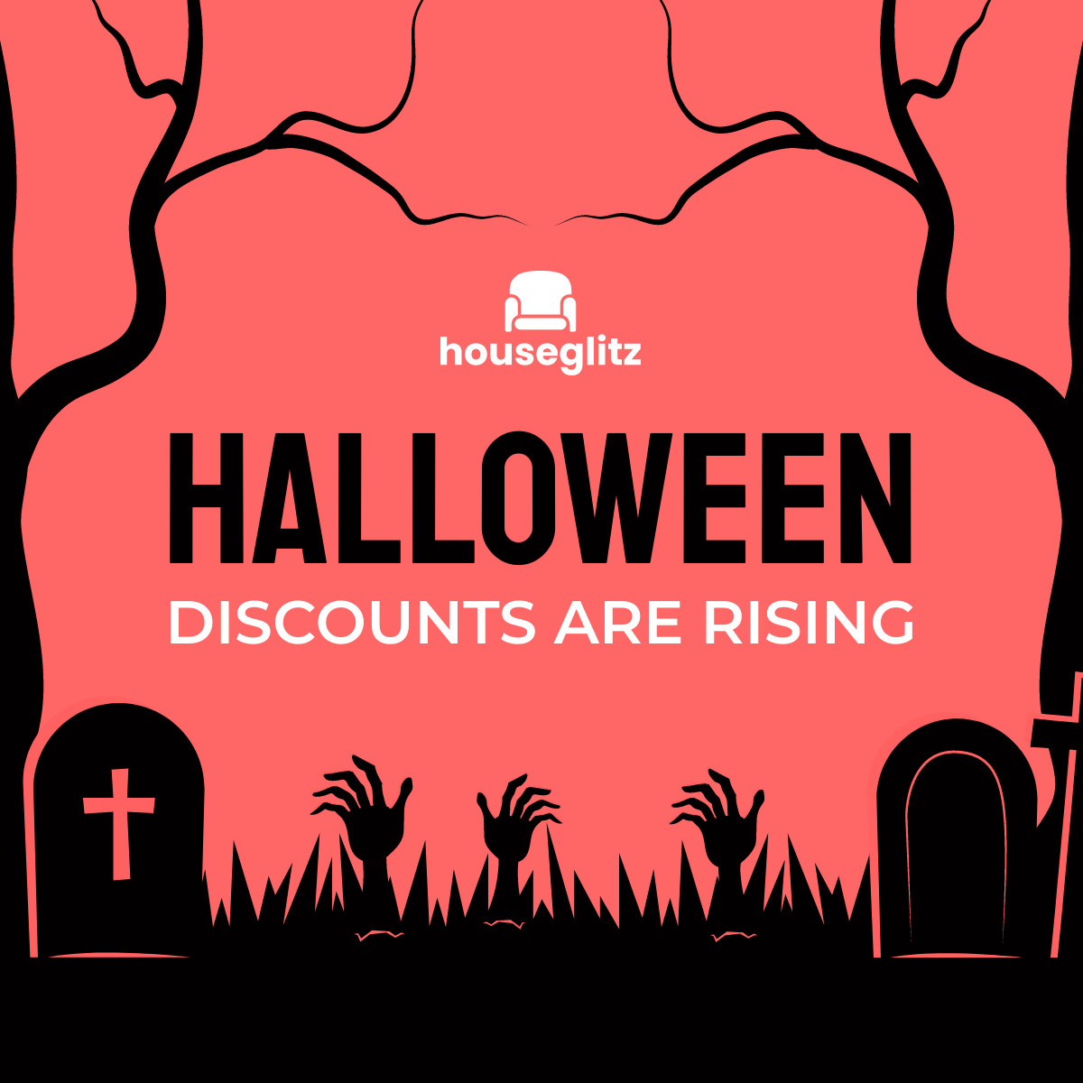 Halloween Home Discounts Rising Responsive Square Art 1200x1200