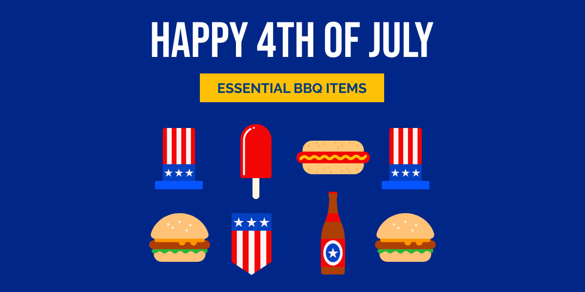 Fourth of July Essential BBQ Items Facebook Cover 820x360