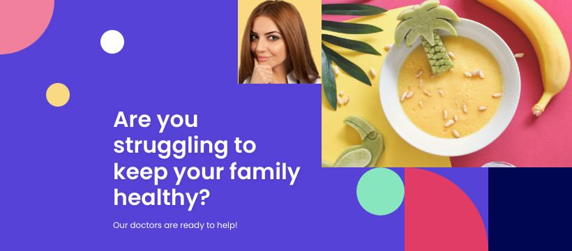 Keep Your Family Healthy Colorful Shapes Facebook Cover 820x360