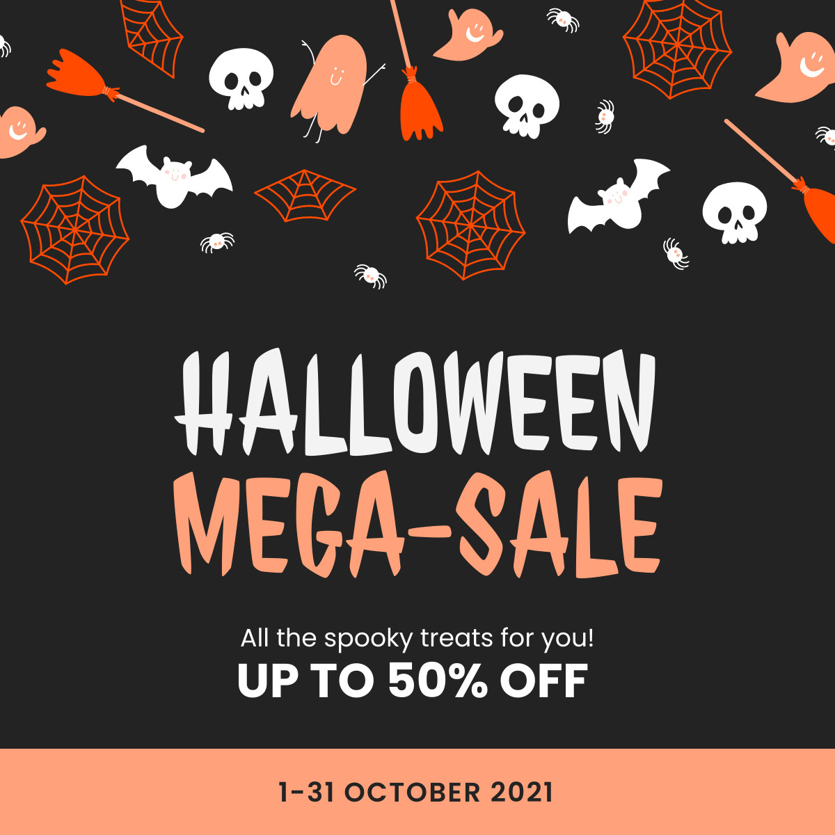 Halloween Mega Sale Spooky Treats Responsive Square Art 1200x1200