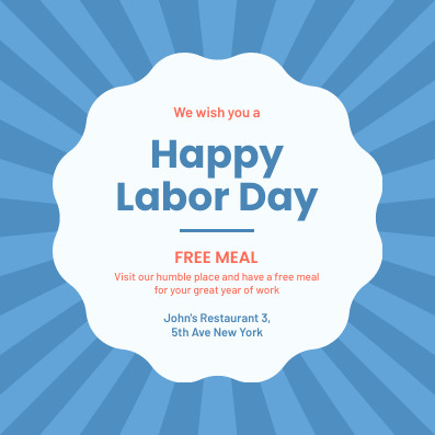 Labor Day Free Meal Invitation 397x397 template